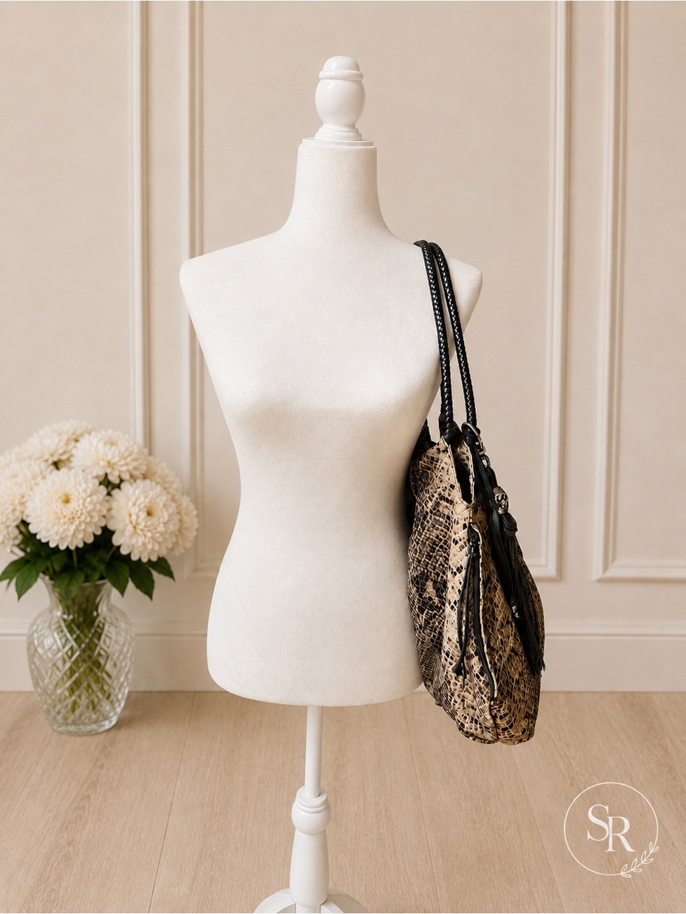 Brighton Nolita Snakeskin Print Leather Hobo Bag Python Tassel Large - Picture 2 of 13